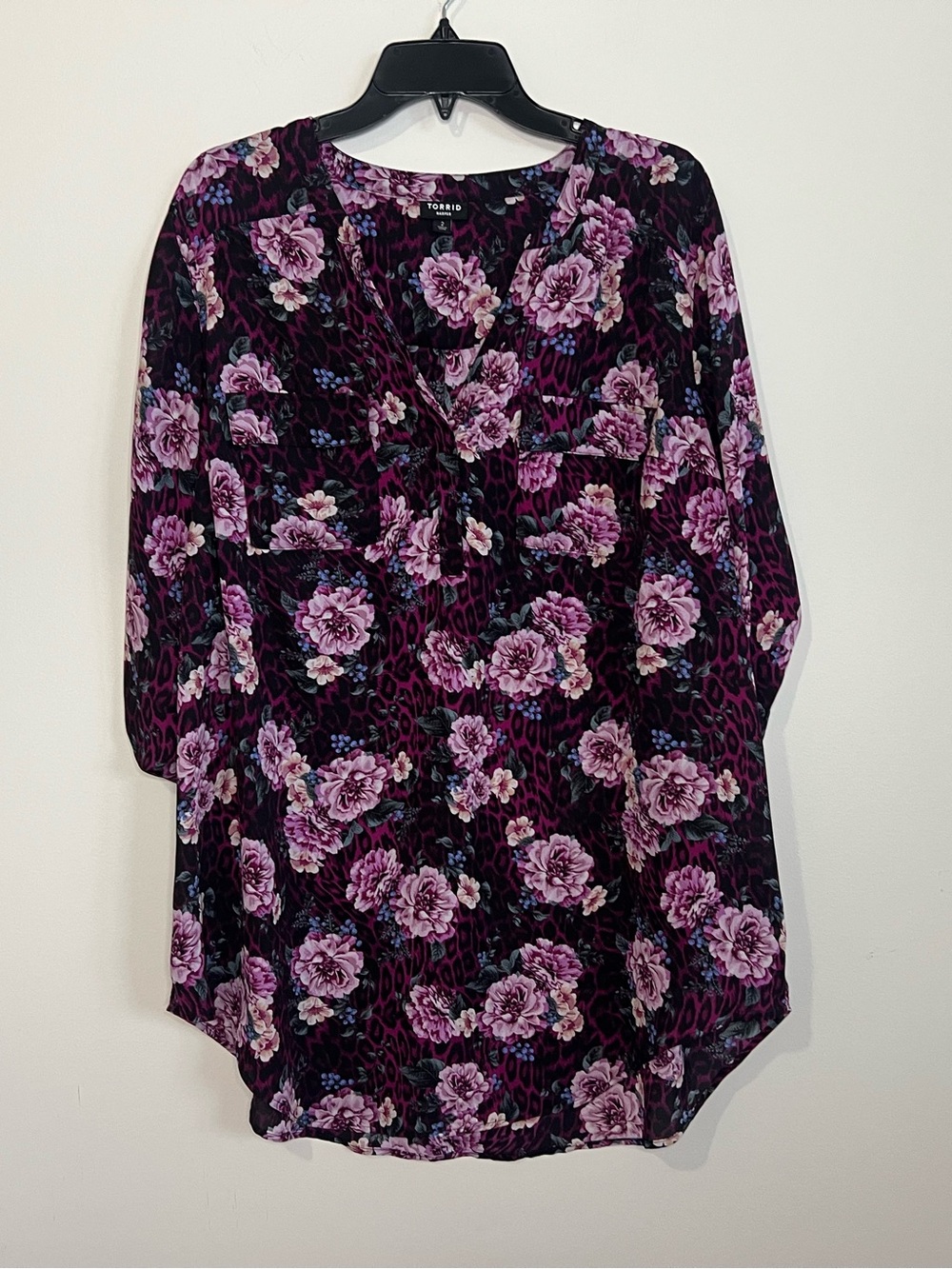 torrid Purple Floral Henley Tunic